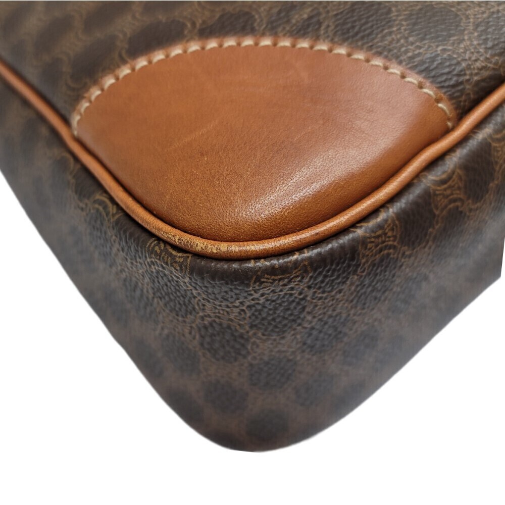 CELINE Macadam Shoulder Bag Brown Canvas Leather One Shoulder Hobo Handbag - Picture 7 of 11